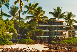  [Hale Pōhaku building view from the beach and ocean] 