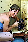  [Gecko taking macro photos of honeybees @ hive entrance] 